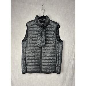 Uniqlo Ultra Light Down Vest Black Gray Print Puffer Packable Mens L NWOT Vest